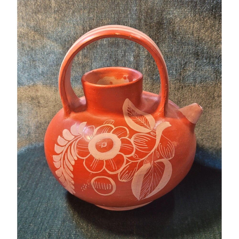 Vtg Barro Rojo Hanpainted Red Clay Pottery Pitcher